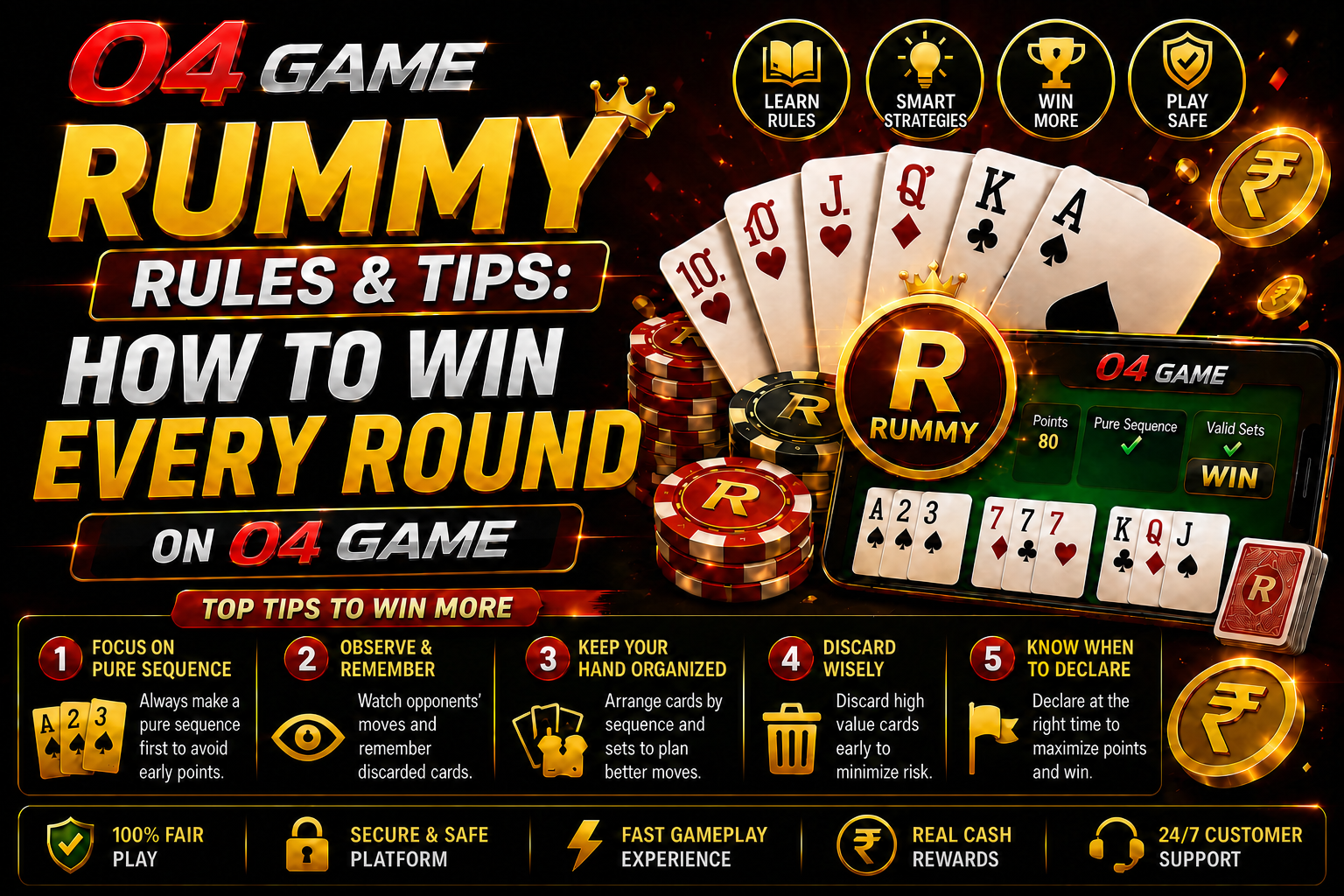 04GAME Rummy Hand Map: Pure Sequence, Flex Cards and Discard Risk